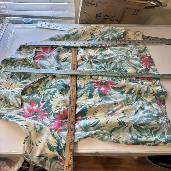 JM Collection Womans Top Plus Size 22W Floral Print Linen Button Up Tropical - Picture 4 of 8
